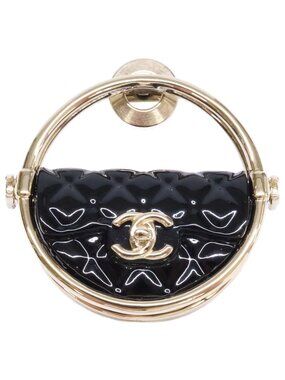 Chanel CC Logo Quilted Bag Motif Hoop Lapel Pin